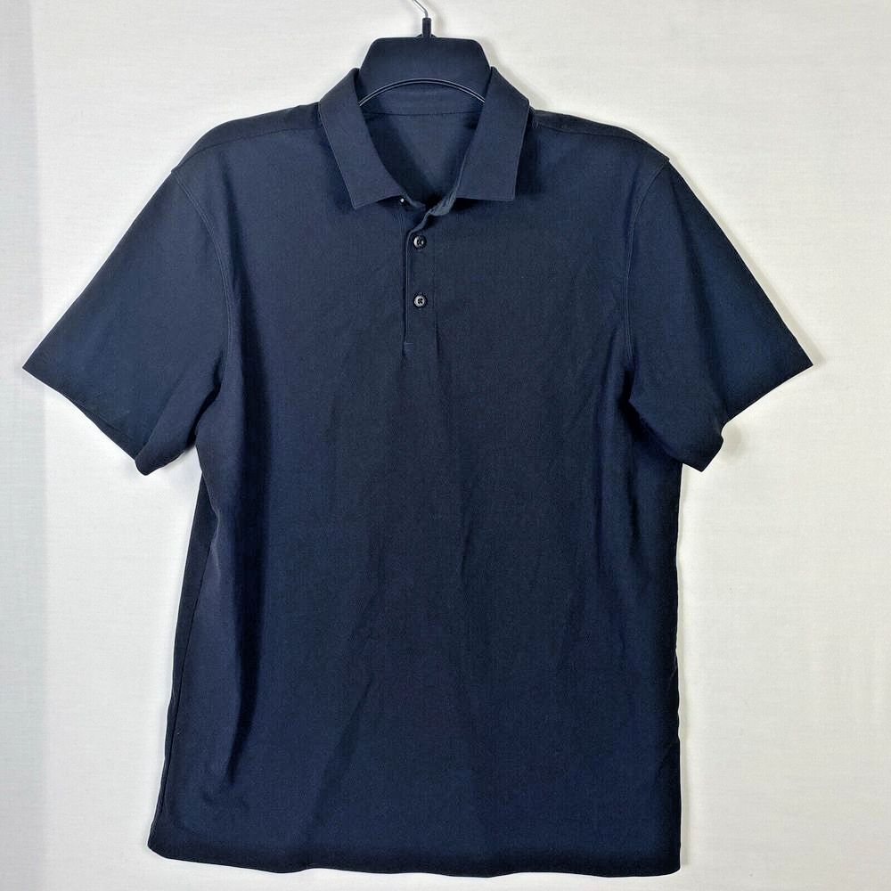 Lululemon Mens Polo 3 Button Shirt Black Fits Small No Size Dot